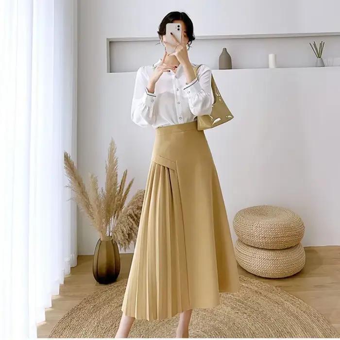 Taille haute femme jupes une ligne Midi jupe