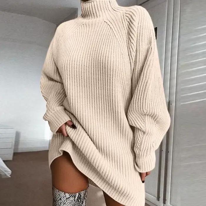 Robe pull à col roulé pour femme