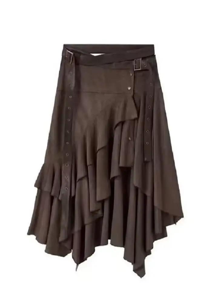 Jupe longue mi-longue marron pour femmes