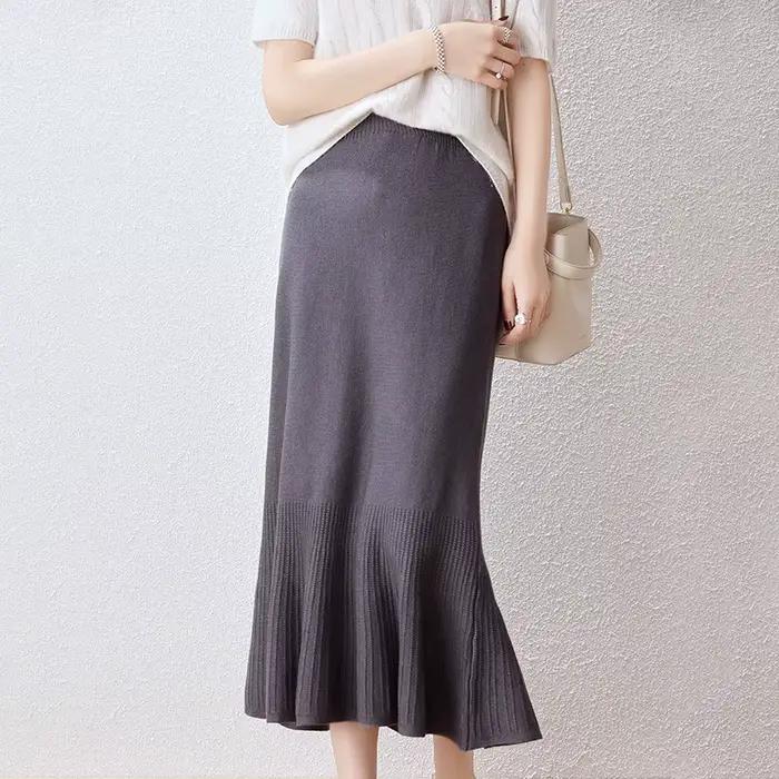 Jupe tricotée en laine pour femme