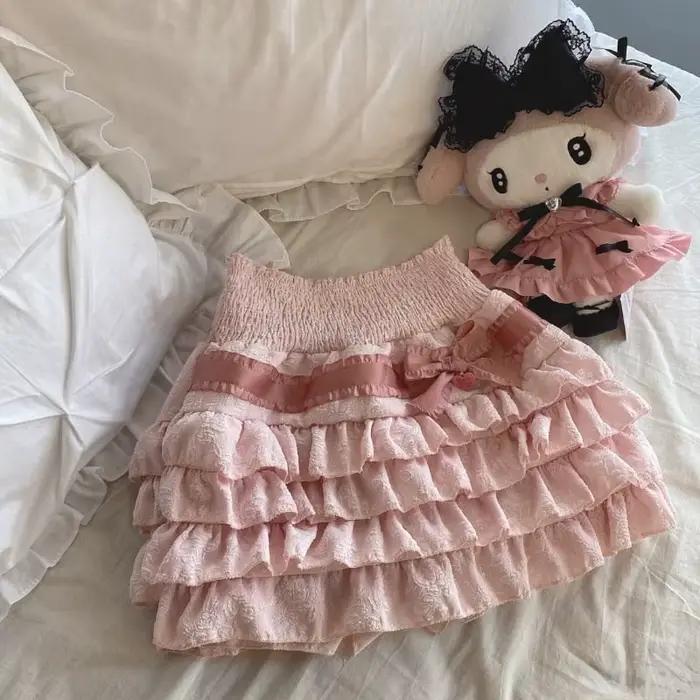 Gaono Lolita gâteau Mini jupes femmes japonais a-ligne taille haute jupe plissée Girly Kawaii amour Y2k