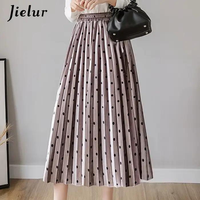 Jielur – jupe plissée noire pour femme