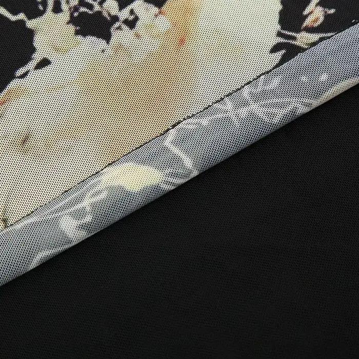 Jupe longue en maille double couche avec motif floral pour style gothique Y2K femmes été cheville tricot ajustée silhouette trompette sirène