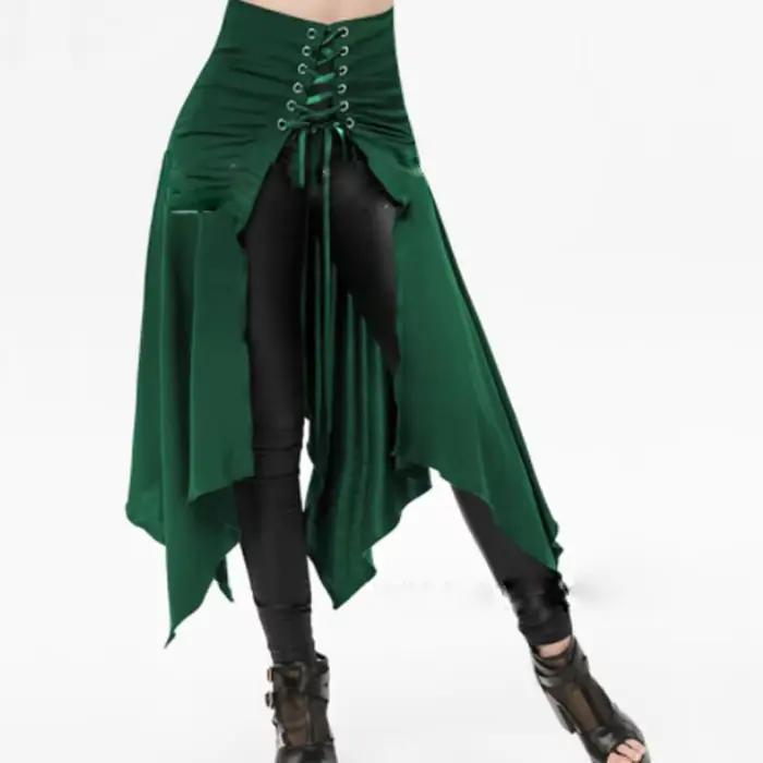 Jupe Médiévale Noire Vintage à Ourlet Irrégulier pour Femme