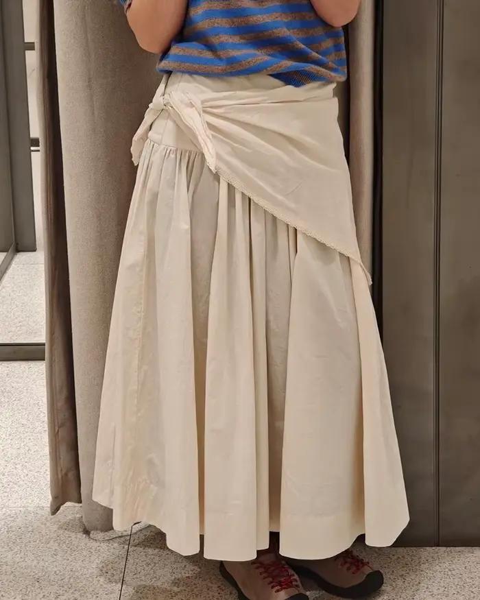 Jupe Femme 2026 Nouvelle Collection Printemps-Été Beige Écharpe Moelleuse