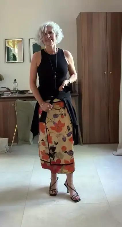 Jupes Rétro Femme à Motif Floral