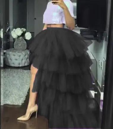 Mode salut bas gonflé Tutu jupes longues femmes taille haute luxuriante à plusieurs niveaux Tulle à volants jupe de fête formelle sur mesure n'importe quelle couleur gratuite