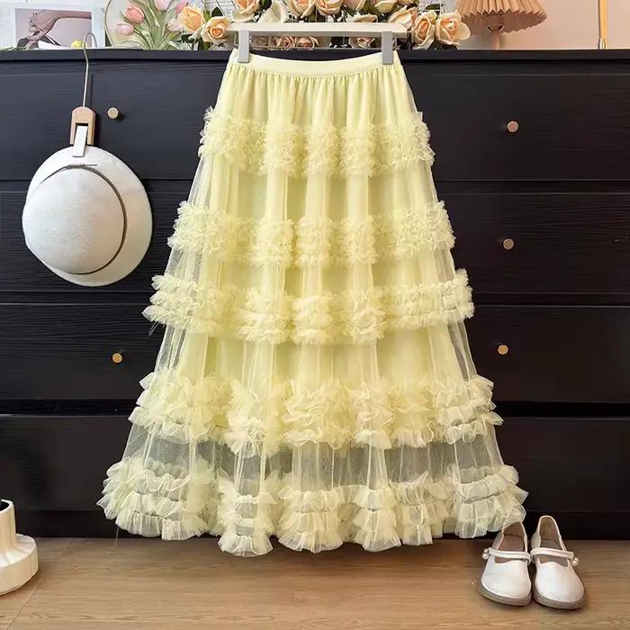 Jupe tutu en maille à volants pour femme