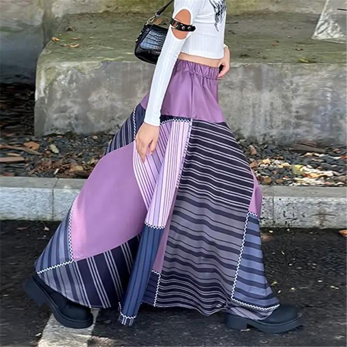 Jupe longue patchwork taille haute pour filles