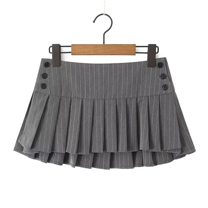 Mini Jupe Plissée à Rayures pour Femme