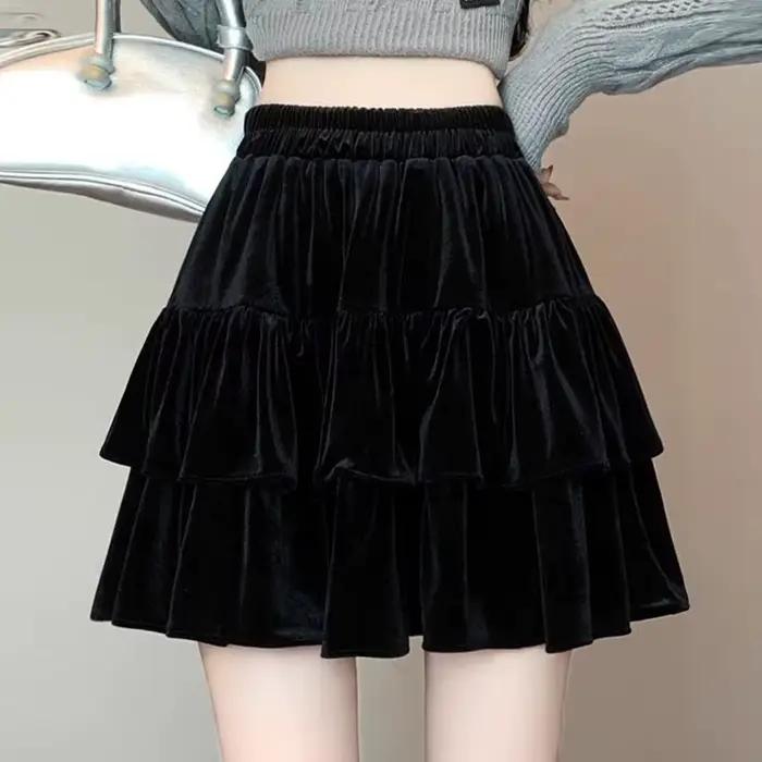 Jupe midi en velours pour femme