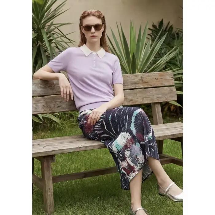 Jupe plissée imprimée Miyake WEPLEATS élégante et décontractée pour femmes, nouvelle collection été 2026, imprimé rétro, coupe ample et polyvalente, polyester élastique
