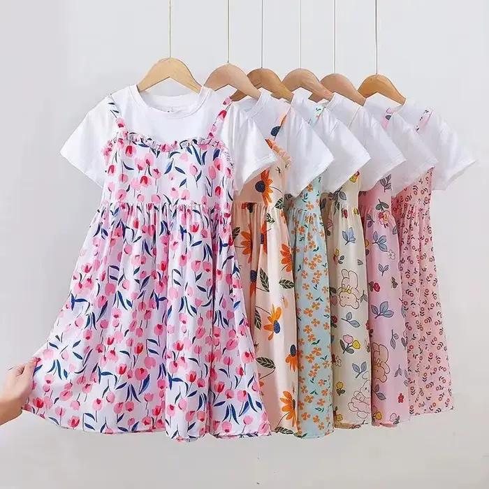 Robe d'été pour filles de 10 à 14 ans, robe à manches courtes pour enfants, robes à volants pour enfants, robes de plage pour filles