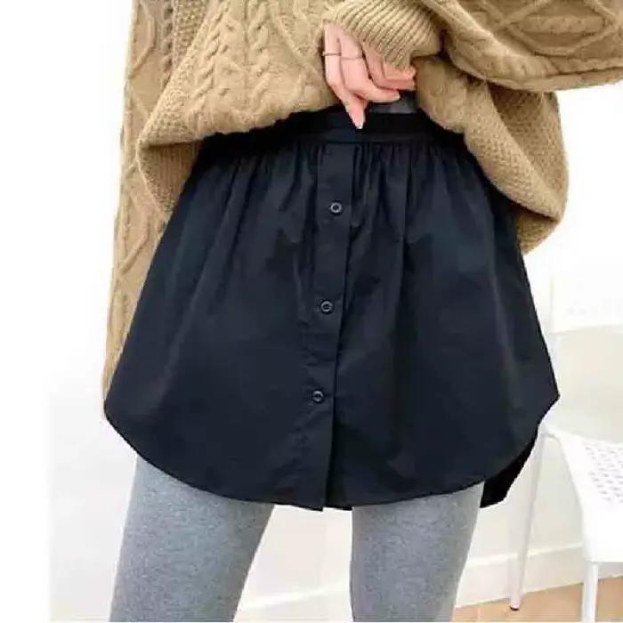 Sous-jupe amovible pour femme, fausse chemise, jupe irrégulière, queue de chemisier, rallonge en coton, mini ourlet, 6 TAN6