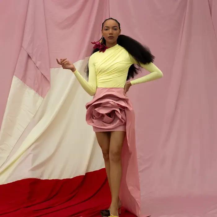 2026 Viral Jupe bustier rose en satin asymétrique taille haute mini à longue traîne froncée motif bourgeon de fleur moulante gothique Harajuku
