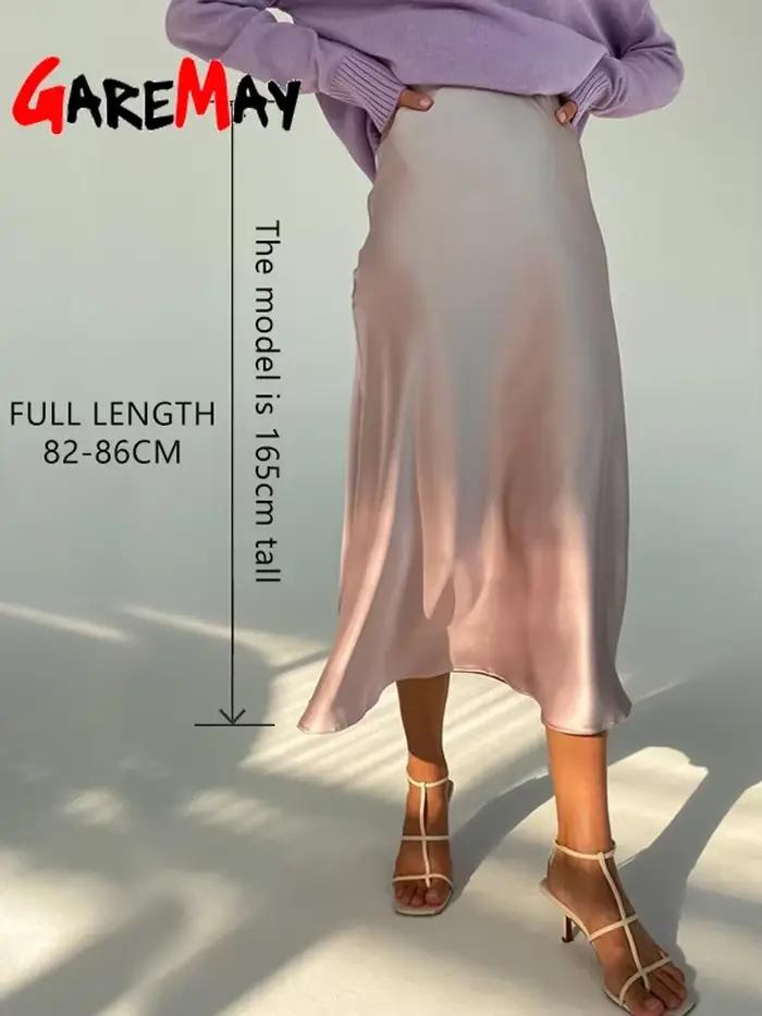Longue Jupe Midi en Satin pour Femme