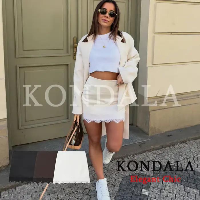 KONDALA Jupe-culotte mini élégante pour femme avec ourlet en dentelle