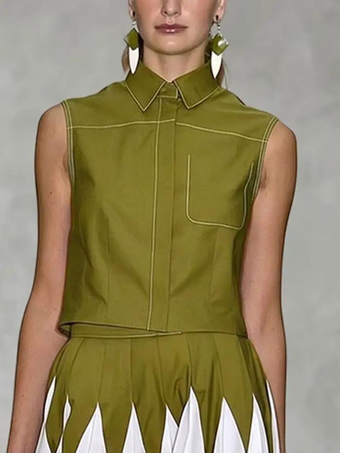 Ensemble jupe élégante pour femme Bonboho 2026 haut sans manches et jupe plissée taille haute polyester décontracté chic pour occasions spéciales printemps été