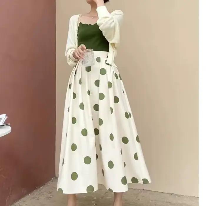 Jupe patchwork à pois mignons pour femmes