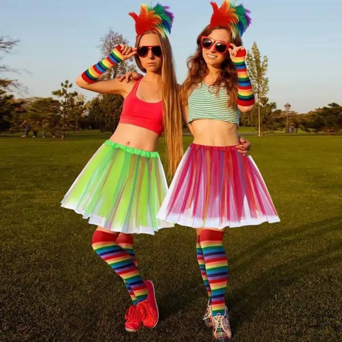 Jupe de danse sur le thème du carnaval arc-en-ciel pour femmes
