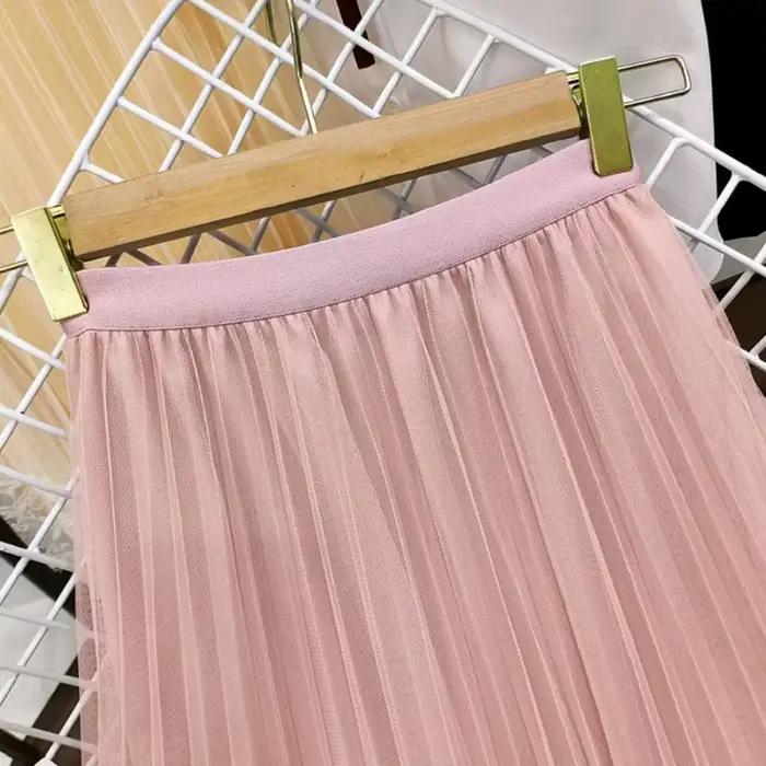 Jupe Midi Plissée en Maille pour Femme
