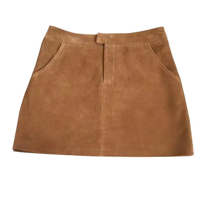 Mini jupe en cuir suédé pour femme