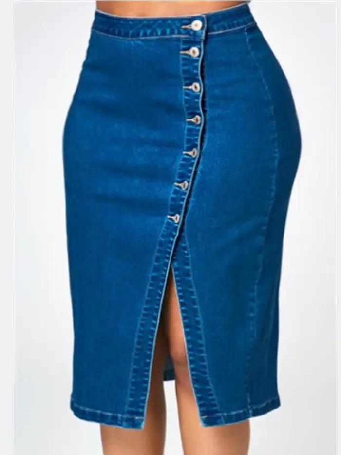Jupe midi en jean grande taille pour femme