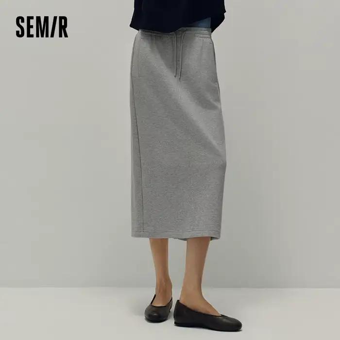 Jupe longue droite en maille pour femme Semir