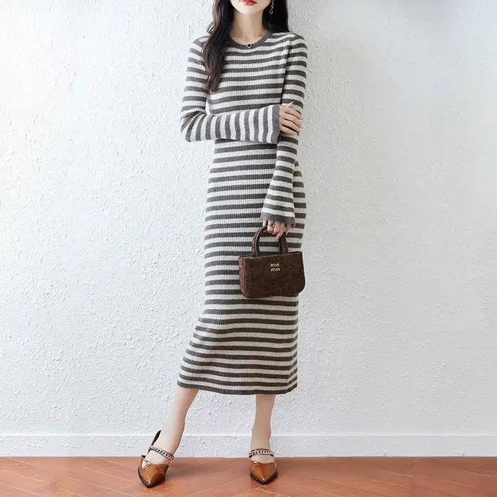 Jupe pull longue rayée