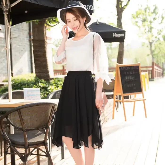 Taille haute plissée femme jupe