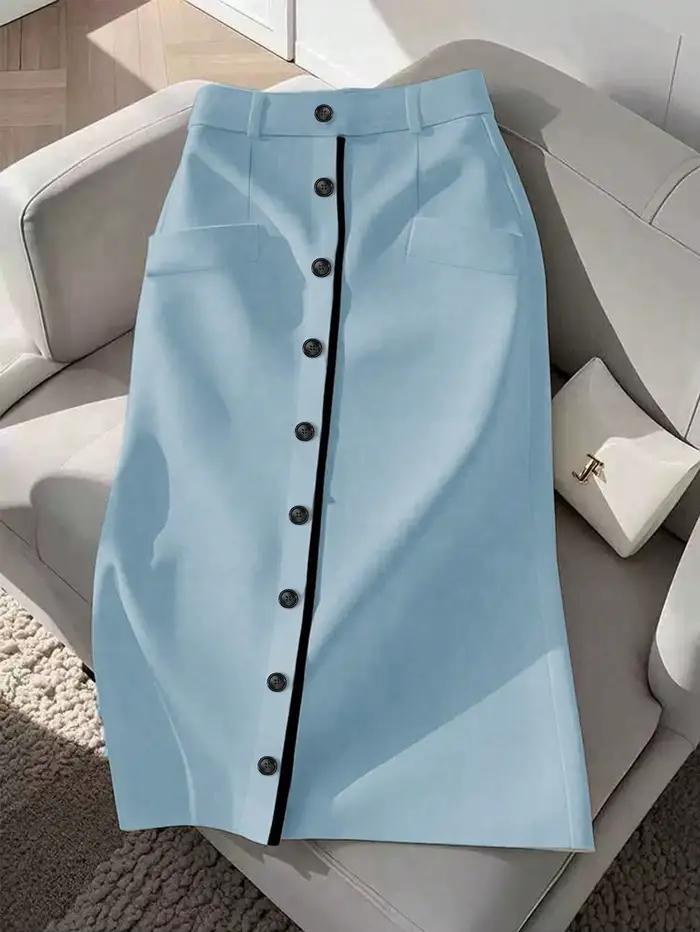 Jupe midi boutonnée pour femme