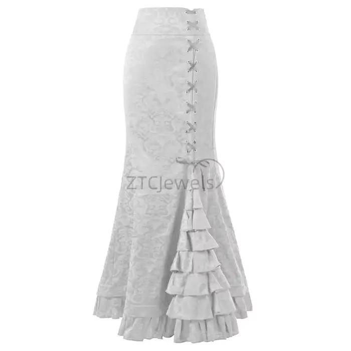 Jupe longue vintage en jacquard sirène