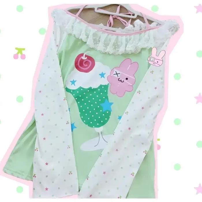 T-shirt manches longues pour femmes, surdimensionné, ample, décontracté, mignon, subadorable, Y2k, japonais, Kawaii, doux, Harajuku, printemps 2024