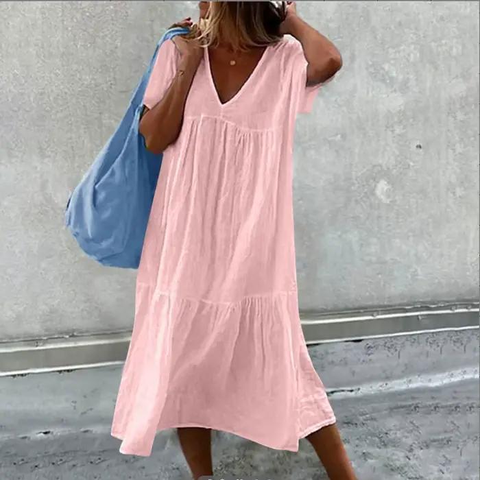 Jupe longue en coton et lin pour femmes