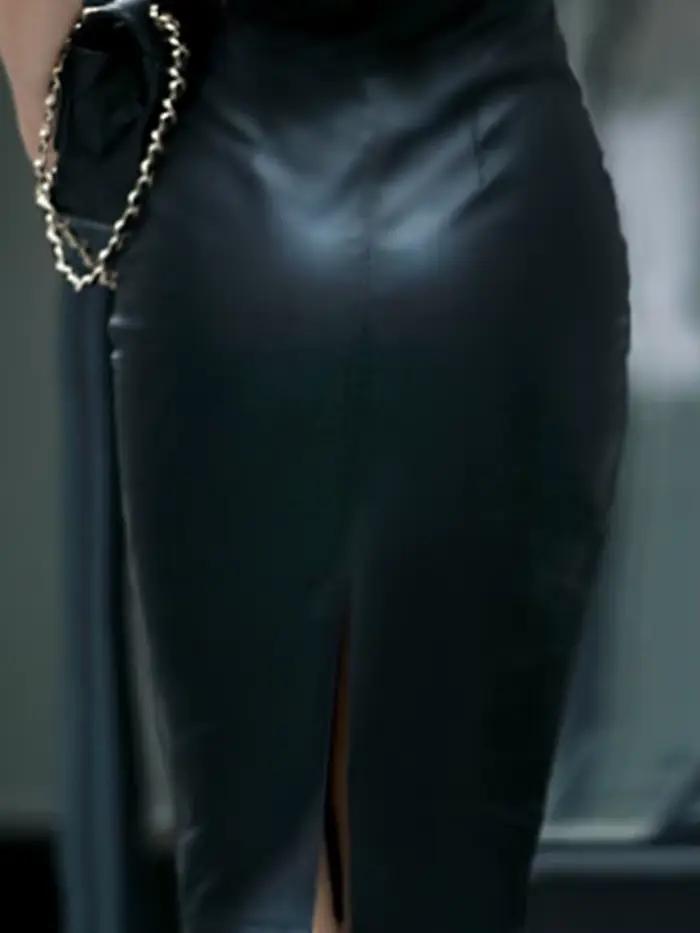 Jupe en cuir noir pour femmes