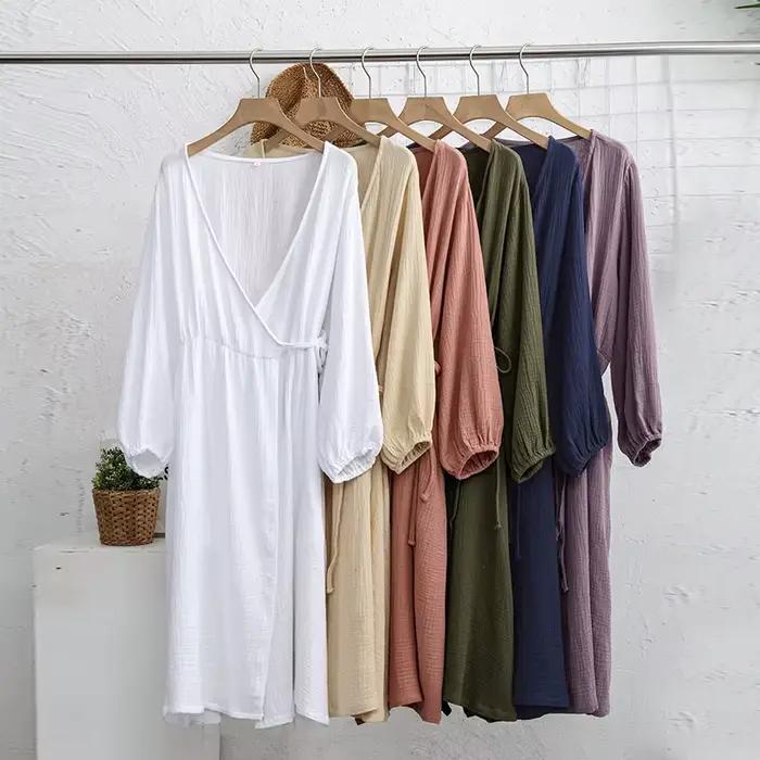 Robe longue en mousseline de coton 100% pour femme