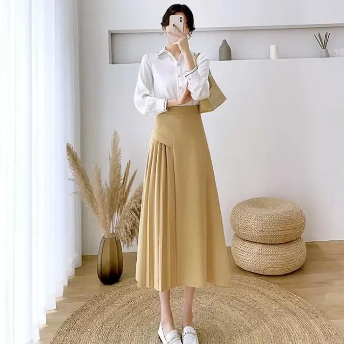 Taille haute femme jupes une ligne Midi jupe