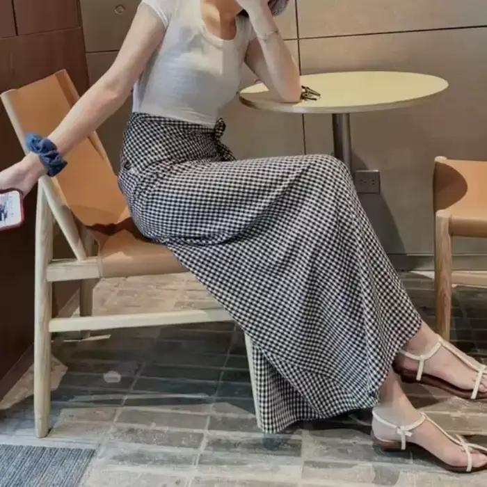 Jupe plissée à carreaux pour femme