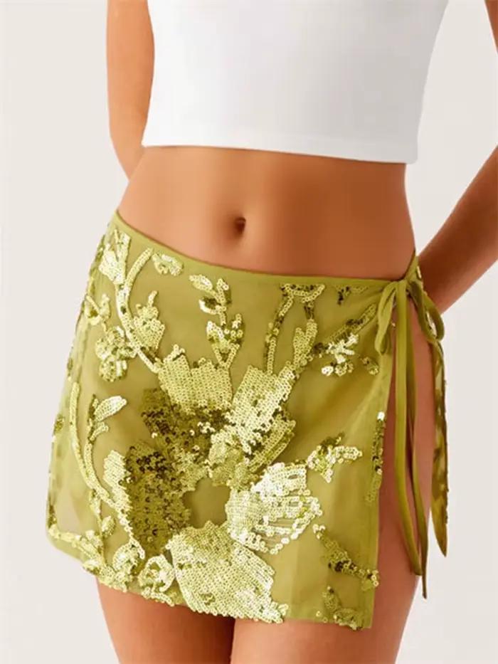 Mini jupes à paillettes scintillantes pour femmes