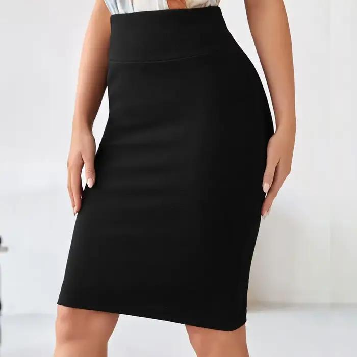 Jupe crayon élastique taille haute pour femme