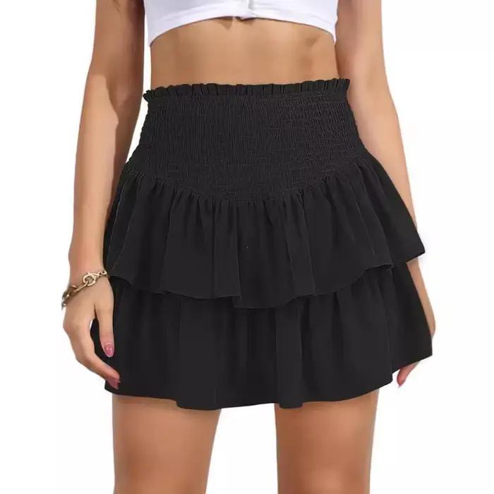 Jupes pour femmes toutes saisons quotidien basique plaine taille haute couches Mini