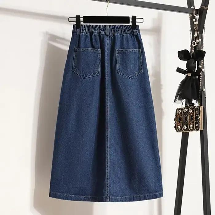 Jupe longue en Denim taille haute pour femmes