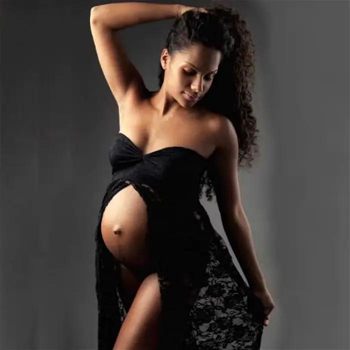 Femmes enceintes robe de maternité pour photographie séance photo été dentelle Maxi robe grossesse vêtements de maternité