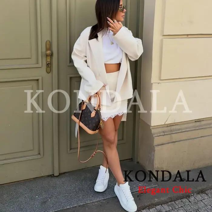 KONDALA Jupe-culotte mini élégante pour femme avec ourlet en dentelle