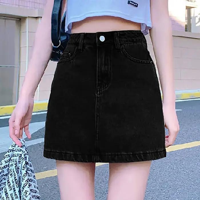 Femmes jupe en jean été taille haute décontractée a-ligne Mini jupes Streetwear Faldas Mujer mode coréenne