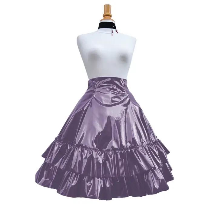 Jupe plissée en cuir PVC brillant vintage