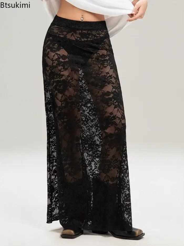 Jupe en Dentelle Noire pour Femmes Style Streetwear Élégante Occasions Spéciales Printemps Été