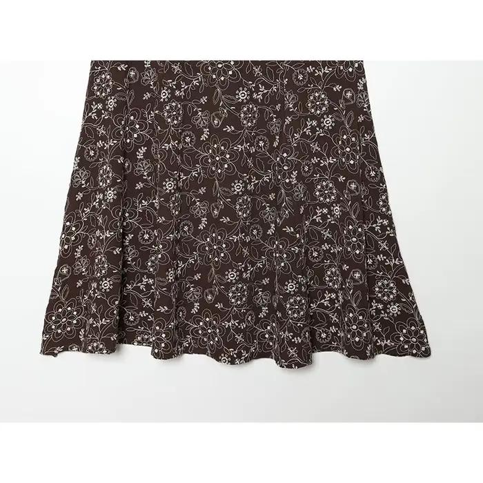 Jupe midi pour femme à broderie florale