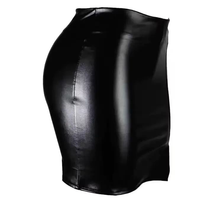 Jupe Sexy en cuir noir pour femmes