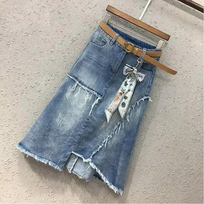 Jupes en jean à fermeture éclair pour femmes